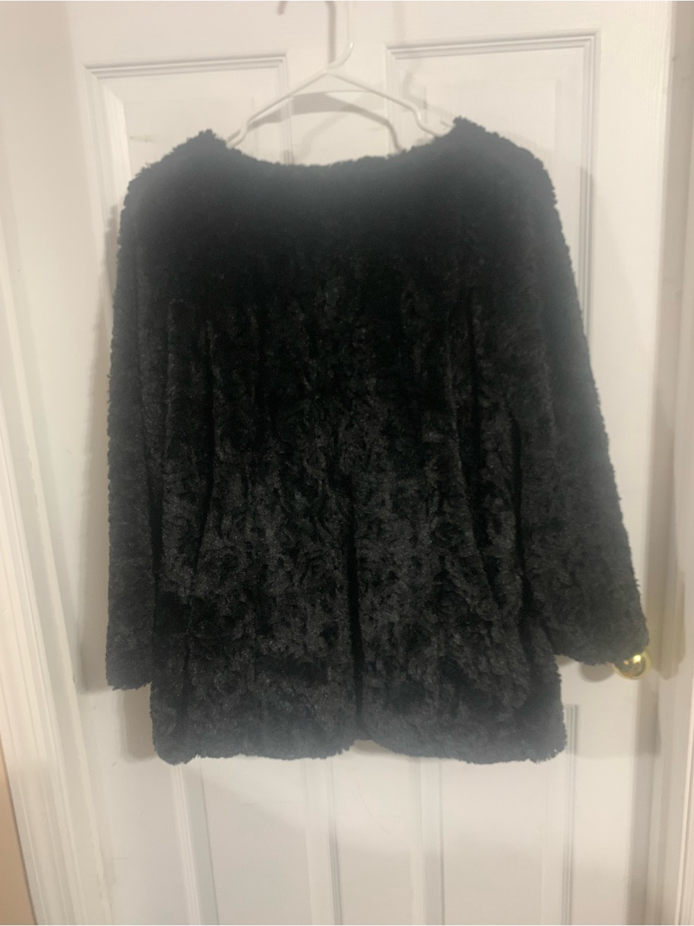 Dennis Basso Plush Black Faux Fur Shirt